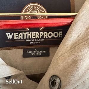 Vintage Weatherproof Men's Bomber Jacket Brown Faux Suede Size L
